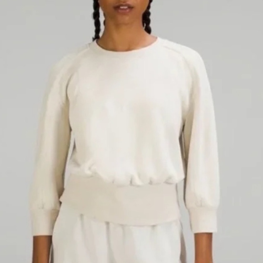 LULULEMON 🍋 SOFT-STREME RIBBED-HEM PULLOVER - Color: Natural Ivory - Size 10